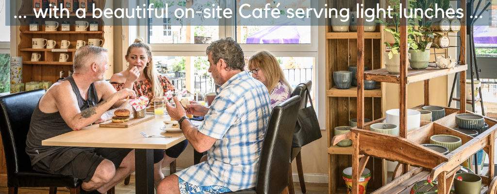 A family enjoying a meal in our cafe. 