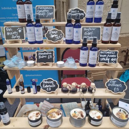 A stall selling handmade candles and room sprays