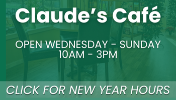 Claude's Cafe Opening Hours are 10AM - 3PM. Please click for New Year opening times.